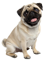 fawn pug on transparent background