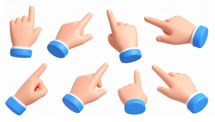 Hands set plastic 3d hands pointer set of vector elements
