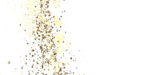 Sparkling gold stars on white background. Perfect for holidays, celebrations, and festive designs.