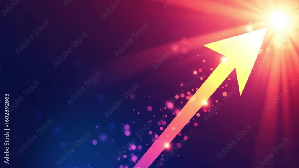 Aufkleber colorful abstract background with arrow pointing upward symbolizing growth and progress in business 
