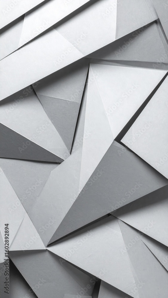 Poster abstract gray geometric paper triangles background with folded texture design