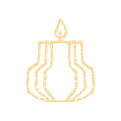 Modern candle in ceramic jar.  Line handdrawn home decor. Simple vector solated on white.