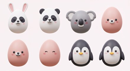 Fototapeta premium Cute animal eggs design elements