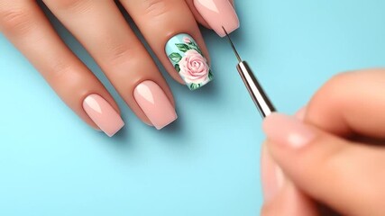 Delicate Pastel Nail Art Tutorial: Rose Design Application