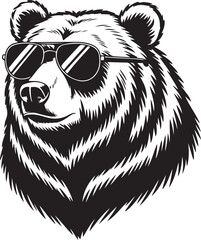 Bear with Sunglasses Vector Illustration for Apparel and Merchandise