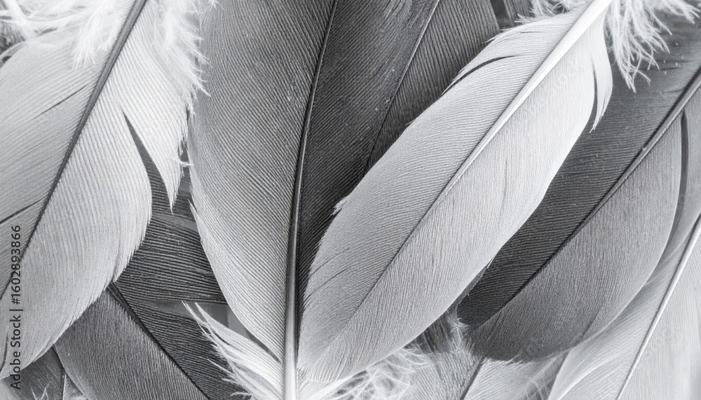 Poster monochrome close up of soft feathers creates a textural delicate abstract