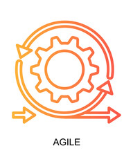 Gradient Artistic Style Agile Process Development with Gear and Arrow Icon