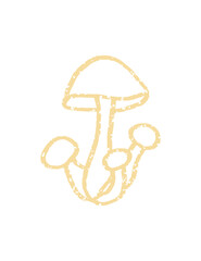 Simple mushrooms outline. Autumn forest plant print. Vector illustration on a white.