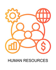 Gradient Style Detail Human Resources Teamwork Concept Icon With Illustration
