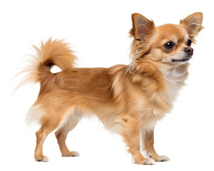 long-haired Chihuahua on transparent background