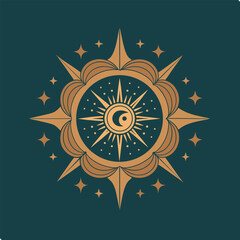Vintage Celestial Mandala Vector Design