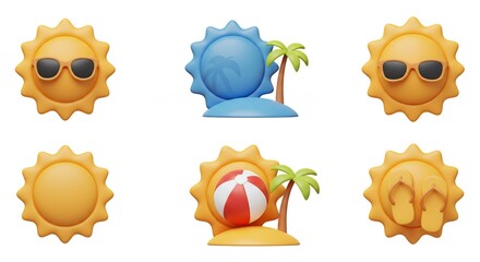 Summer themed sun icons