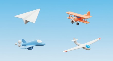 Toy airplanes against sky background
