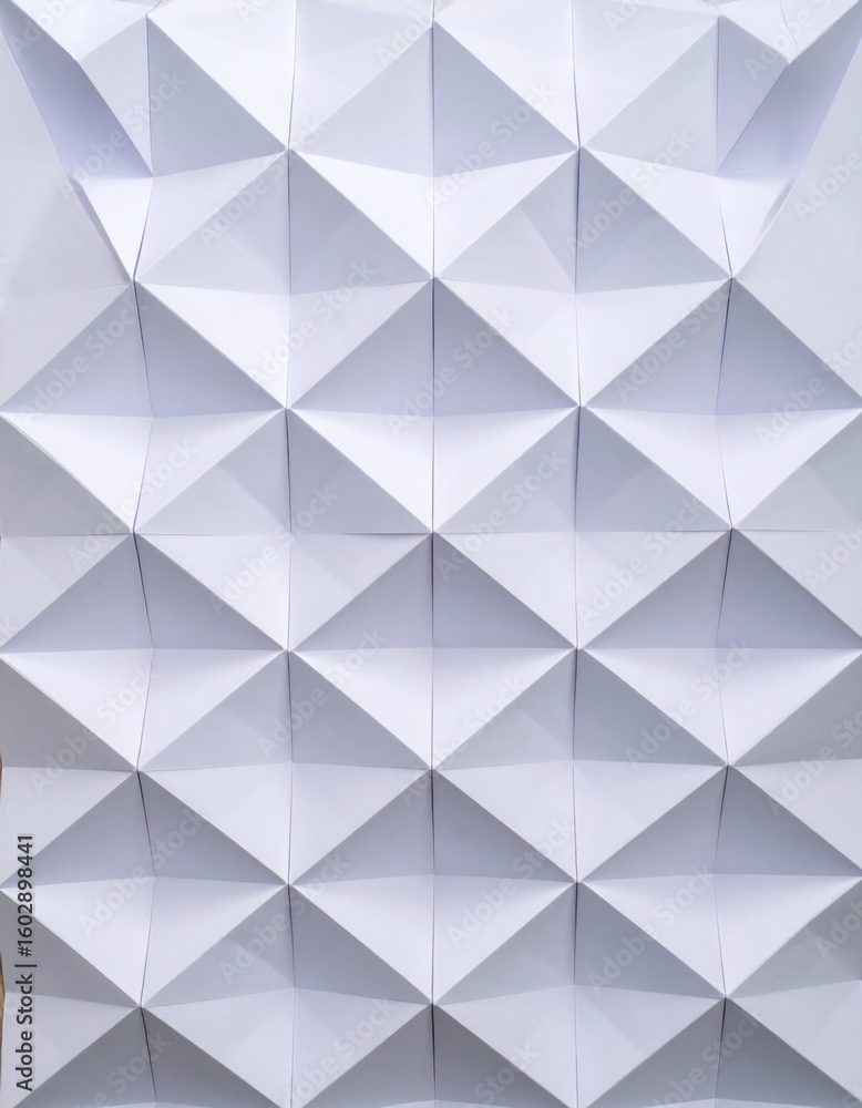 Poster white origami paper pattern with geometric triangles and squares texture