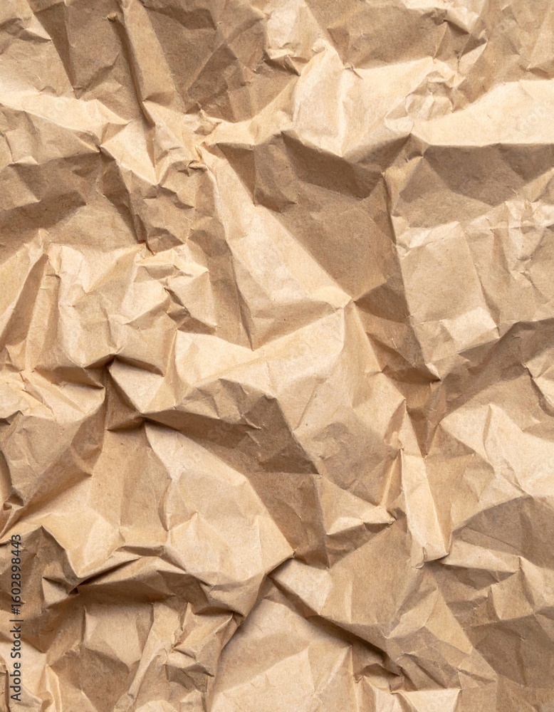 Aufkleber crumpled brown paper texture with wrinkled surface and abstract pattern