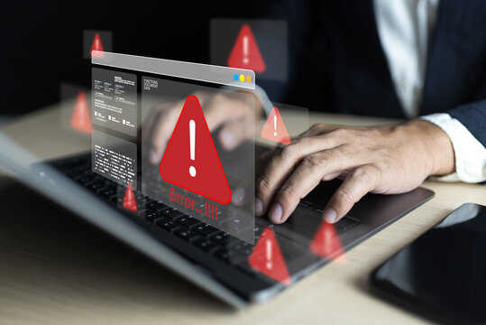 Online software system monitors website bugs causing crash, error alerts, glitch problems, hacking threats, and browser failure impacting cyberspace security