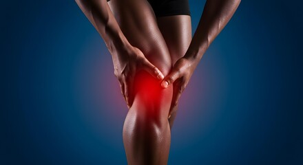 Obraz premium Illustration of person suffering from knee pain, showing joint inflammation or arthritis. Useful for medical, health, physical therapy, and sports injury concepts.