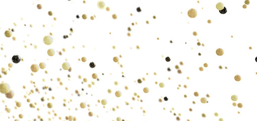 Abstract background image featuring many beige and black spheres floating on a white background. Perfect for design projects.