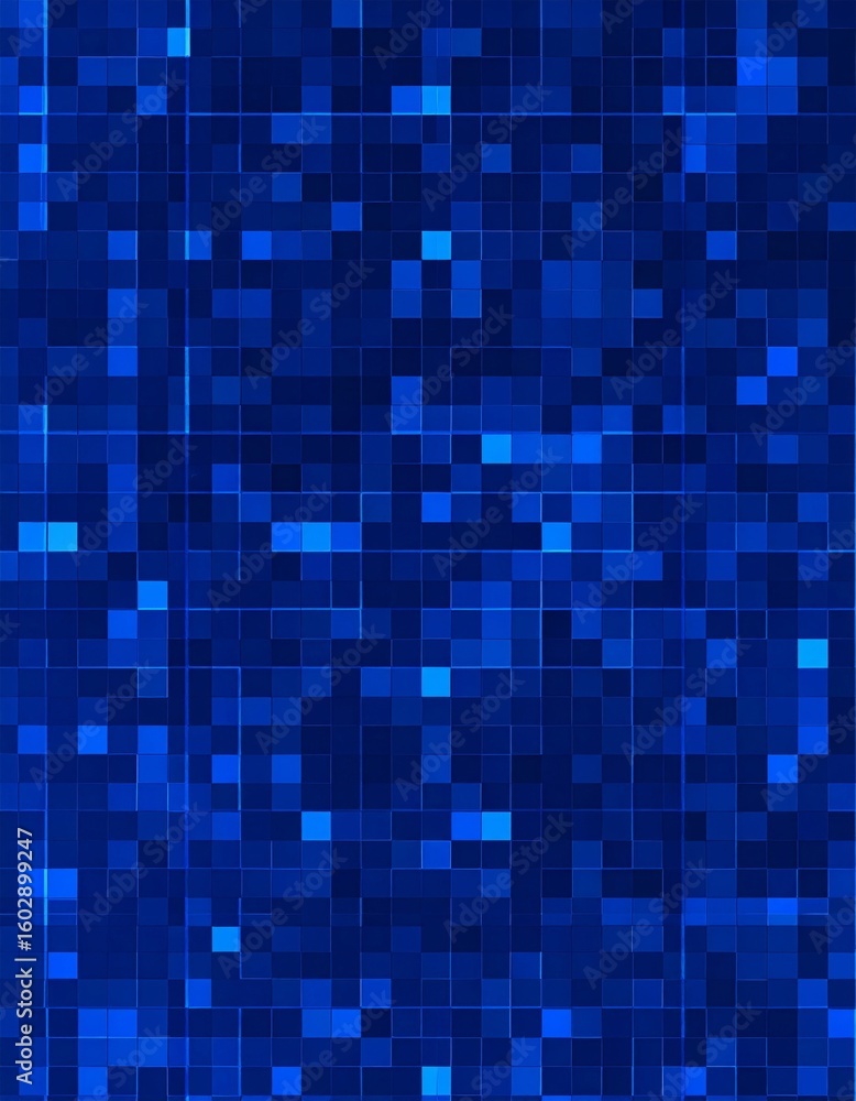 Poster abstract blue pixelated mosaic background with geometric pattern design