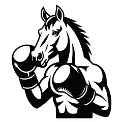Horse in boxing gloves. Vector illustration.