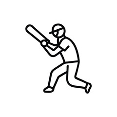 Cricket Batsman Hitting Ball Line Art Silhouette Vector Design