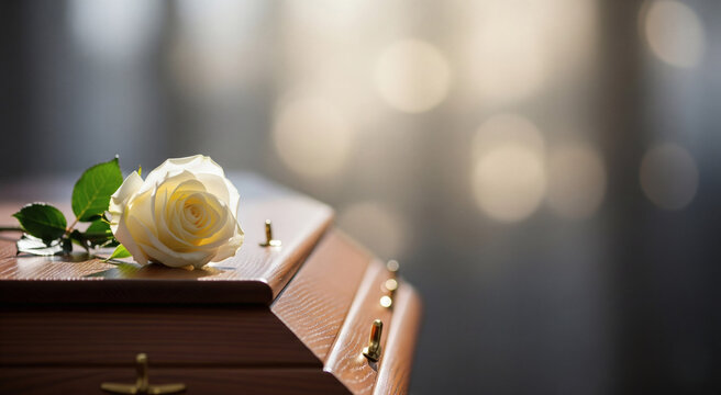 White Rose on a Coffin in Sunlight