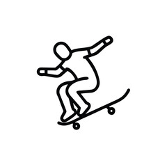 Obraz premium Skateboarder Doing a Trick Line Art Vector Illustration silhouette
