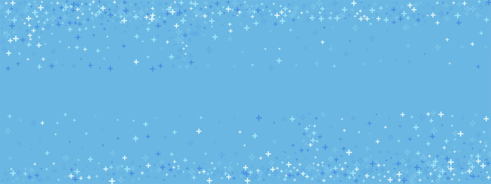 Abstract plus shape for medical or health background with light blue pattern and white symbol. Seamless vector for math or graphic layout. Wallpaper or template.