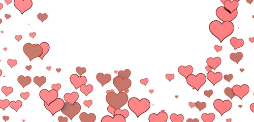 3D illustration of hearts falling