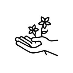 Hand Holding Wildflowers Line Art Silhouette Design for Creative Projects