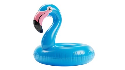 Bright blue inflatable flamingo pool float drink holder