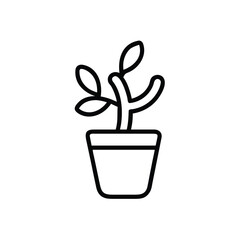 Minimalist Cactus Plant in Pot Line Art Silhouette Vector Design