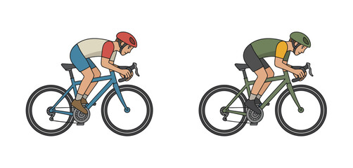 Fototapeta premium Two cyclists in racing positions on bicycles
