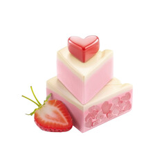 Delicious Strawberry and White Chocolate Heart Cake Dessert Stack