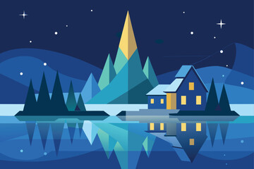 Fototapeta premium christmas night landscape