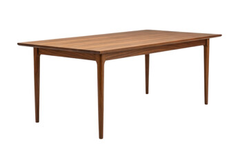Fototapeta premium Elegant wooden dining table with tapered legs showing a minimalist design, transparent background, cutout PNG