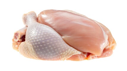 Whole raw chicken isolated on white background for cooking