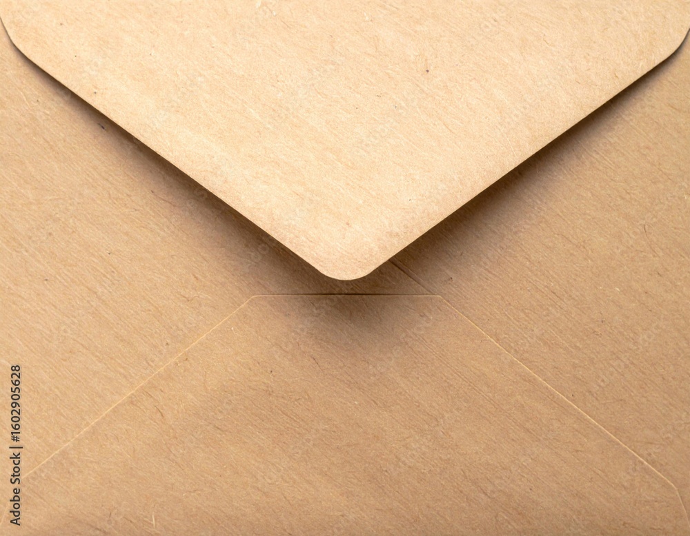 Poster close up of a brown kraft paper envelope with triangular flap texture