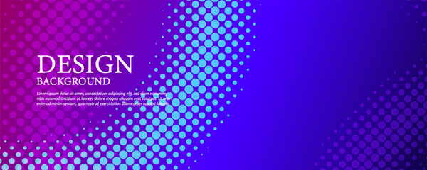 Abstract gradient dotted vector long banner template. Business minimal colorful background with halftone circle frame for web header