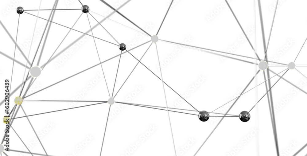 Poster stock photo of an abstract network connection, showing nodes and lines.