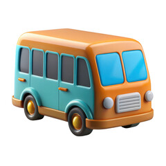 3d cartoon bus isolated on transparent background