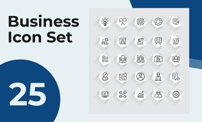 25 Business Line Icons Set – Modern Flat Design for Corporate, Marketing, and Office Use