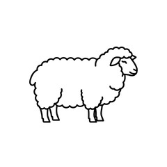 Outline Drawing of a Standing Sheep with Simple Curved Lines