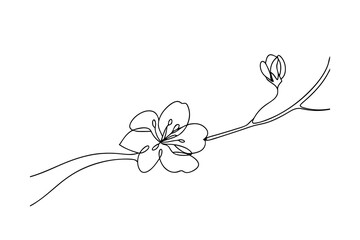 SingleLine Cherry Blossom Branch, Minimalist Floral Art, Elegant Design