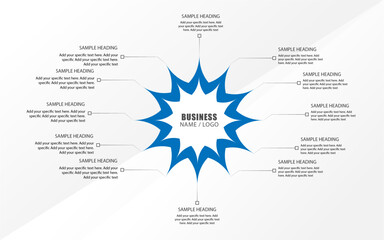 12 step infographics design, flower shape infographics design, star shape infographics