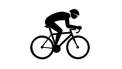 Fototapeta premium Cyclist Silhouette on Road Bike – Athletic Rider in Motion, Monochrome Vector Design