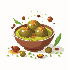 Indian Gulab Jamun Dessert Vector