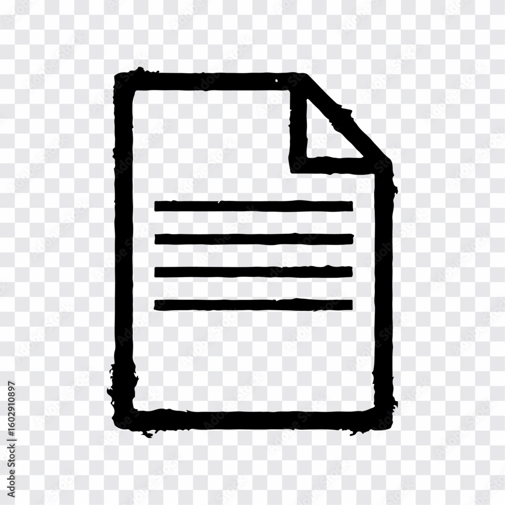 Fototapete document icon silhouette: a stark, grunge-style outline of a document icon. a simplified graphic for