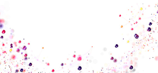 Vibrant particle swirls on white. Ideal for tech, science, or design projects.