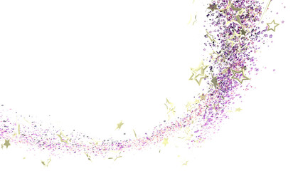 Sparkling star trail background with gold and purple glitter. Perfect for holidays, celebrations, and festive designs.